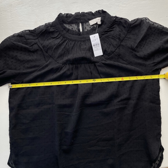 Loft clip dot shirred ruffle neck blouse. - Picture 6 of 10